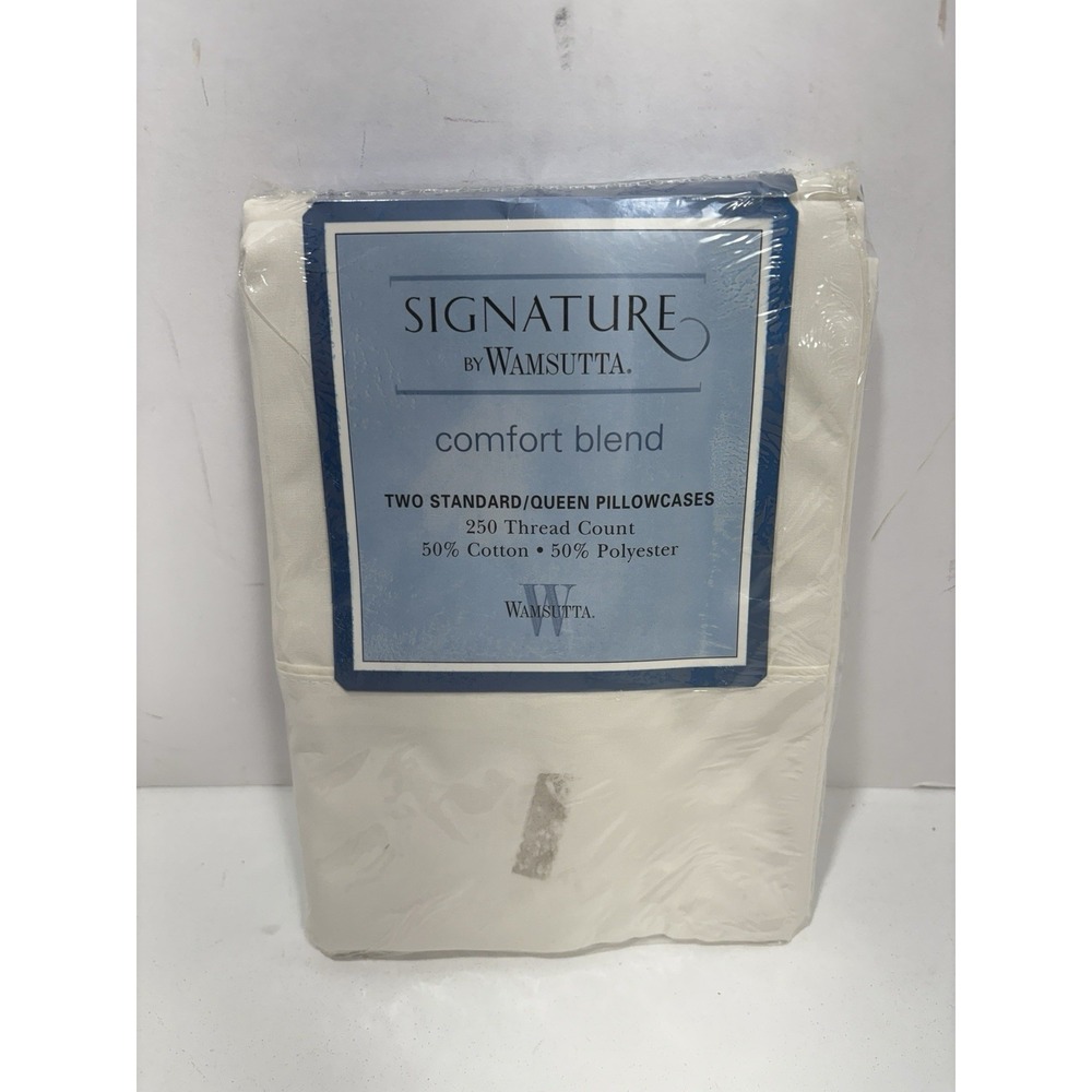 Vintage WAMSUTTA  Signature Comfort Blend 2 Queen Pillowcases Color Sand‎ 250 TC